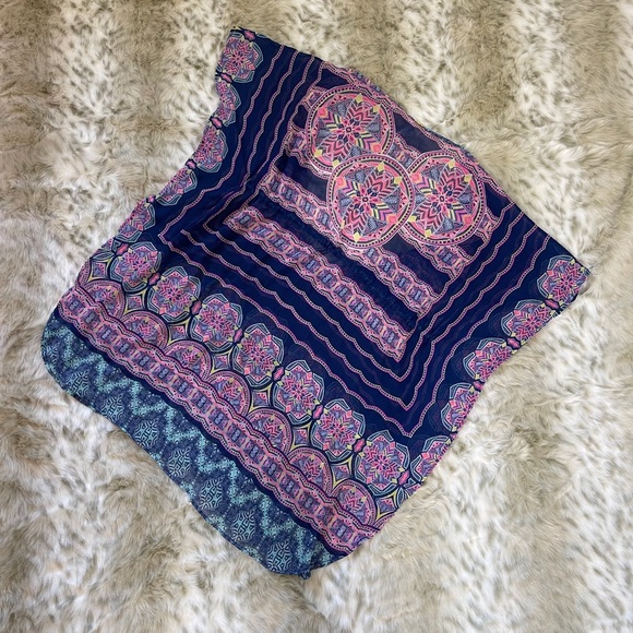 Jessica Simpson Blue and Pink Graphic Short Sleeve Swim Coverup - Picture 4 of 4